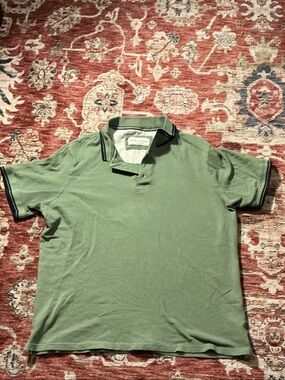 Report Collection Olive Green Polo with Dark Contrast Trim